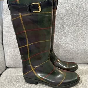 Lauren Ralph Lauren Chic Plaid Rain Boots with Buckle